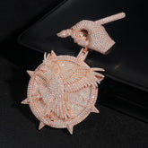 GL Iced Out Hip Hop Gothic Rose Cross Moissanite Diamond Pendant